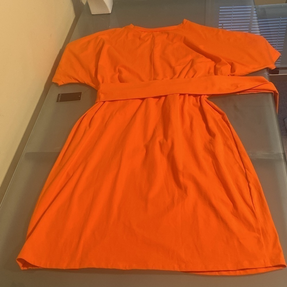 NWT Eloquii Orange Plus Size Cotton Dress with Stretch Size 16 - Picture 3 of 9